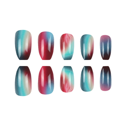 Ombre Press-On Nails with Artistic Design