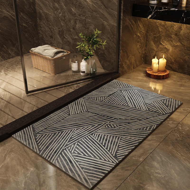 Geometric Design Bath Mat with Abstract Patterns