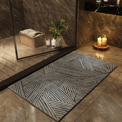 Geometric Design Bath Mat with Abstract Patterns