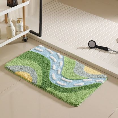 Contemporary Bath Mat with Abstract Pattern