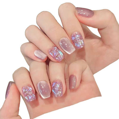 Glitter Accent Acrylic Nails with Contemporary Designs