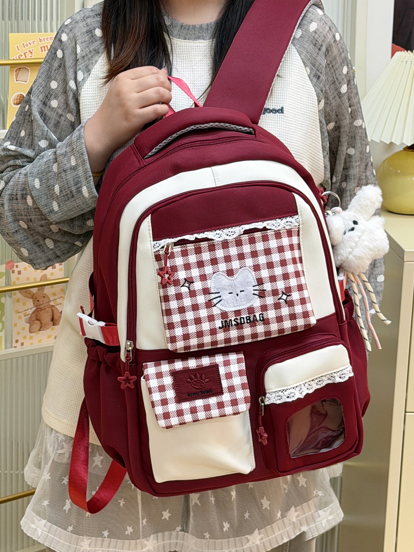 School Backpack with Cat Design Inspired by Anime