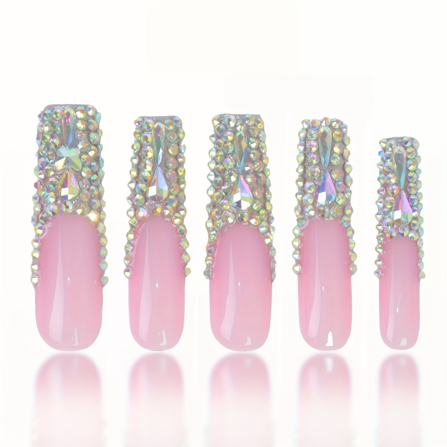 Sparkly Gem-Accent 3D Press-On Nail Extensions
