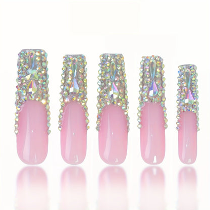 Sparkly Gem-Accent 3D Press-On Nail Extensions