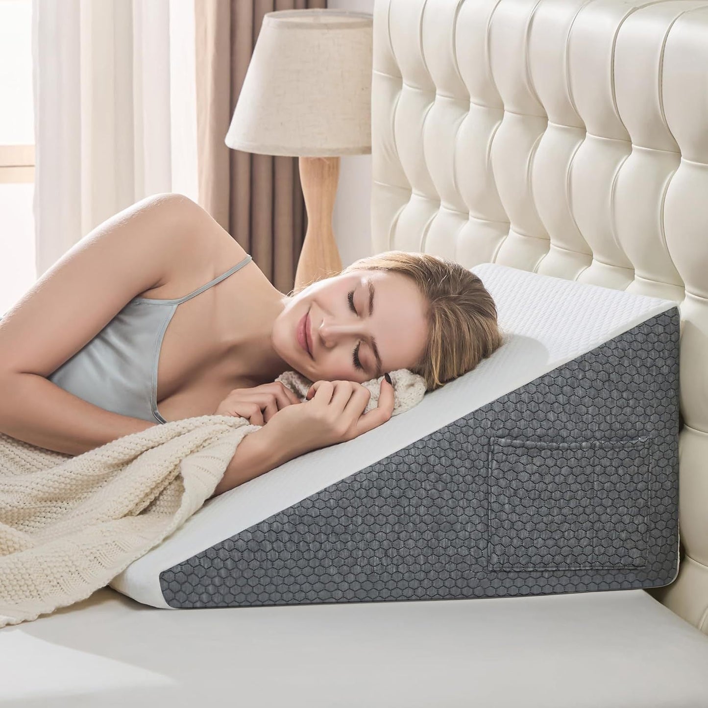 Supportive Wedge Pillow for Relaxation with Adjustable Backrest