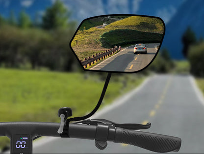 Adjustable Rearview Mirror with Anti-Glare Convex Glass and Full-Rotation Handlebar