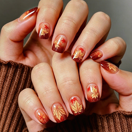 Autumn-Themed Gel Nail Art Style