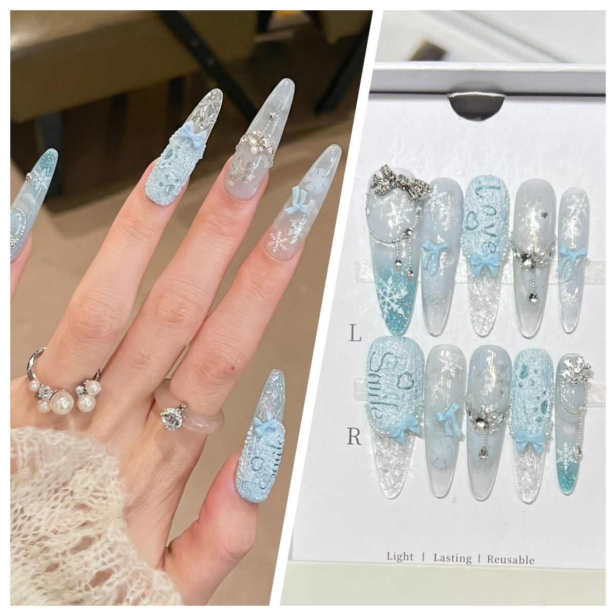Charming Patterned Press-On Stiletto Nail Set