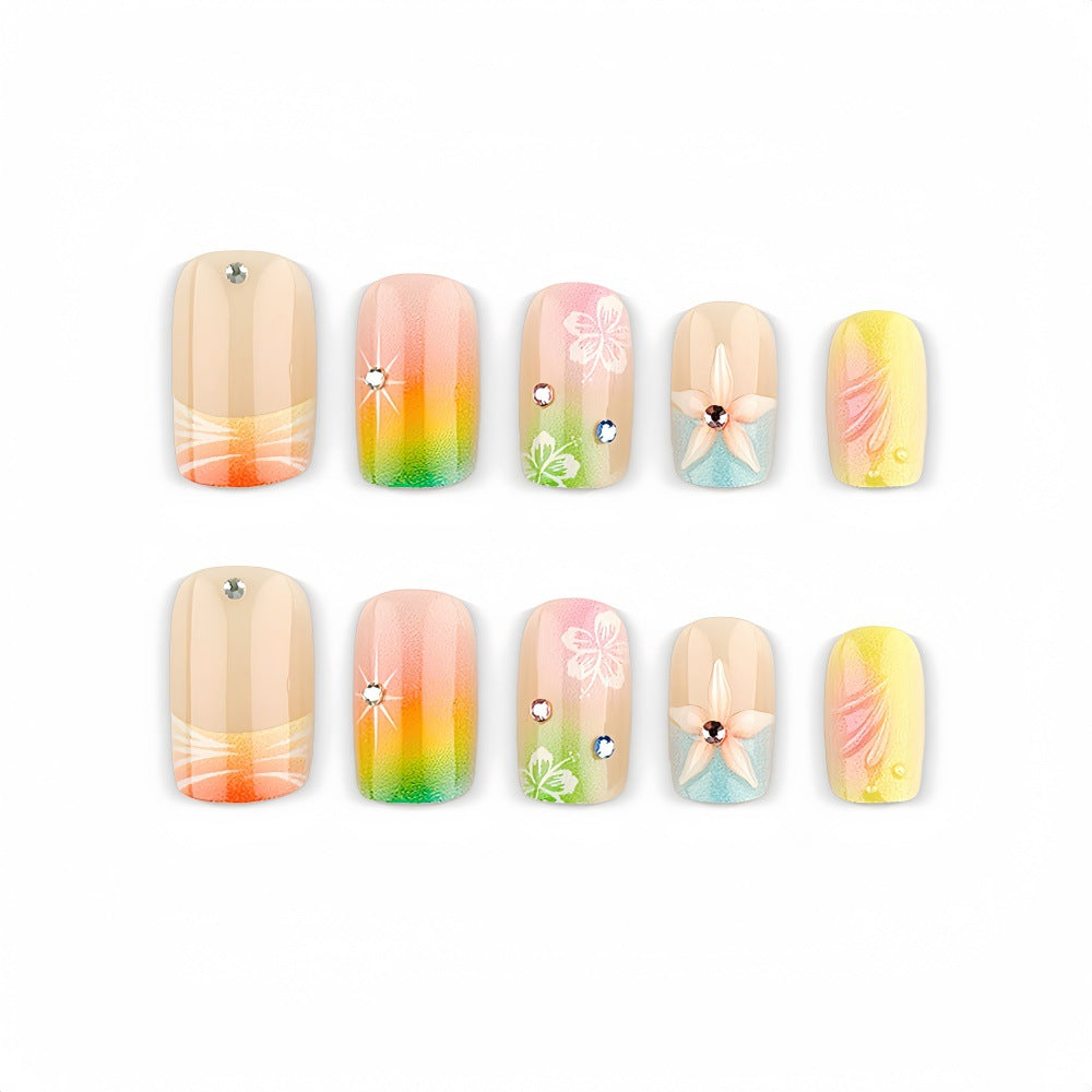 Floral Gradient Acrylic Nails Design