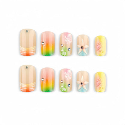 Floral Gradient Acrylic Nails Design
