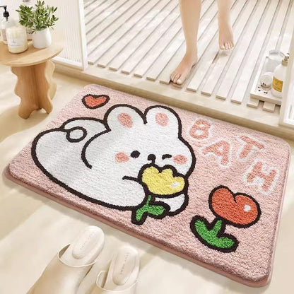 Cute Plush Bath Mat with Cat Design