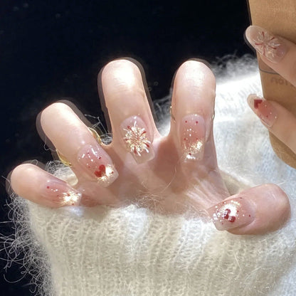 Press-On Nail Set with 3D Decorative Design