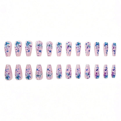 Decorative Press-On Nails with Butterfly Design