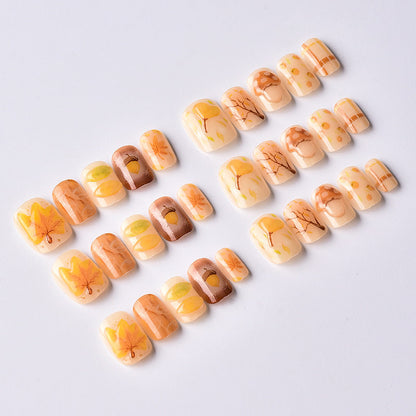 Autumn-Themed Press-On Nail Art Kit