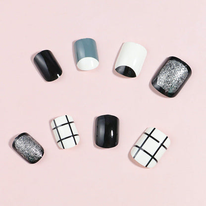 Modern Geometric Design Press-On Nail Set – Artistic Styles