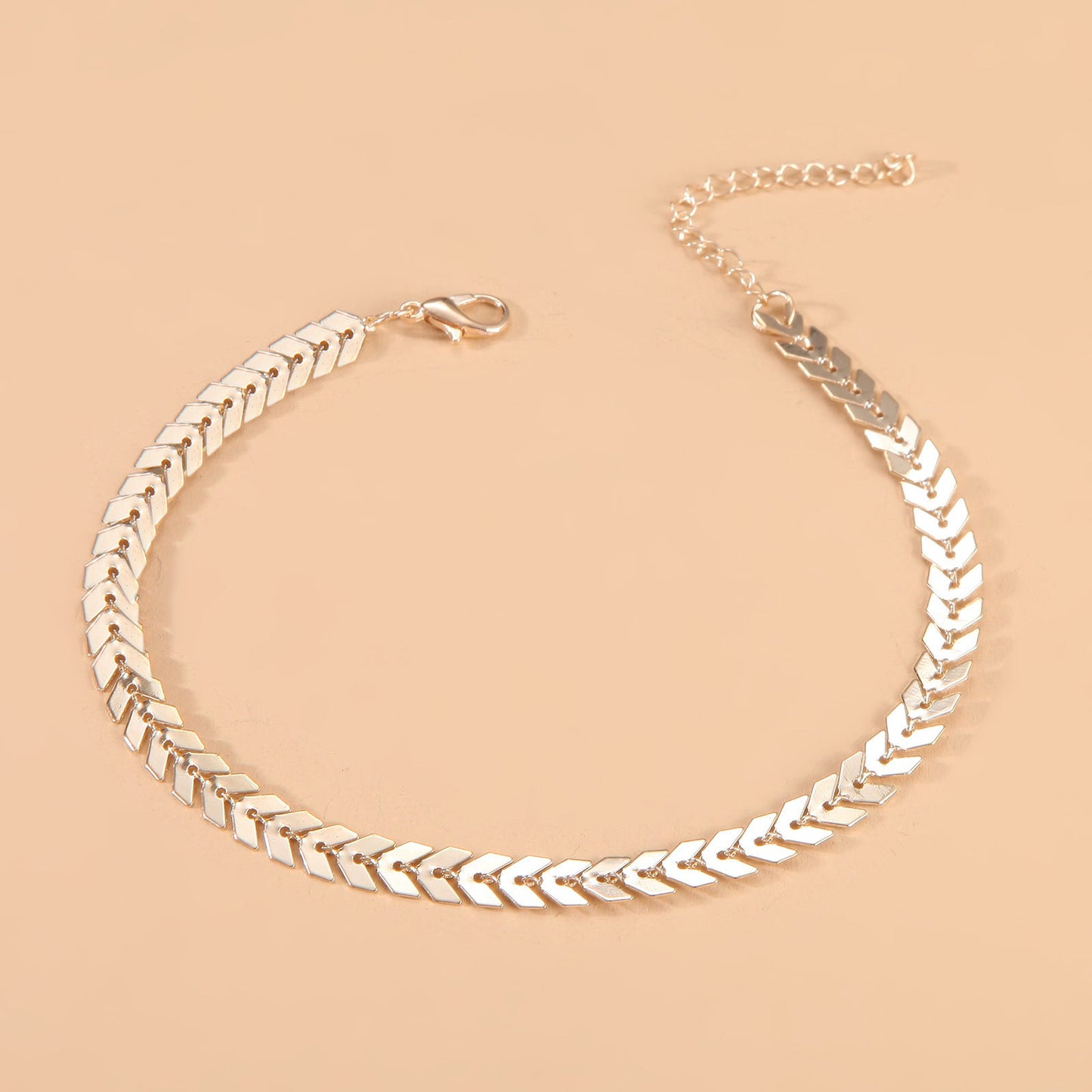 Adjustable Taalita Anklet with Herringbone Chain Design
