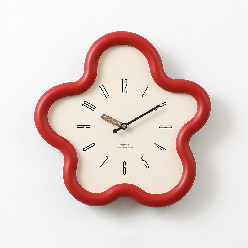Silent Pendulum Wall Clock with 3D Floral Design for Bedroom Decor