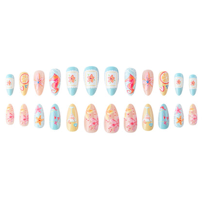 Press-On Nail Kit with Tropical Design
