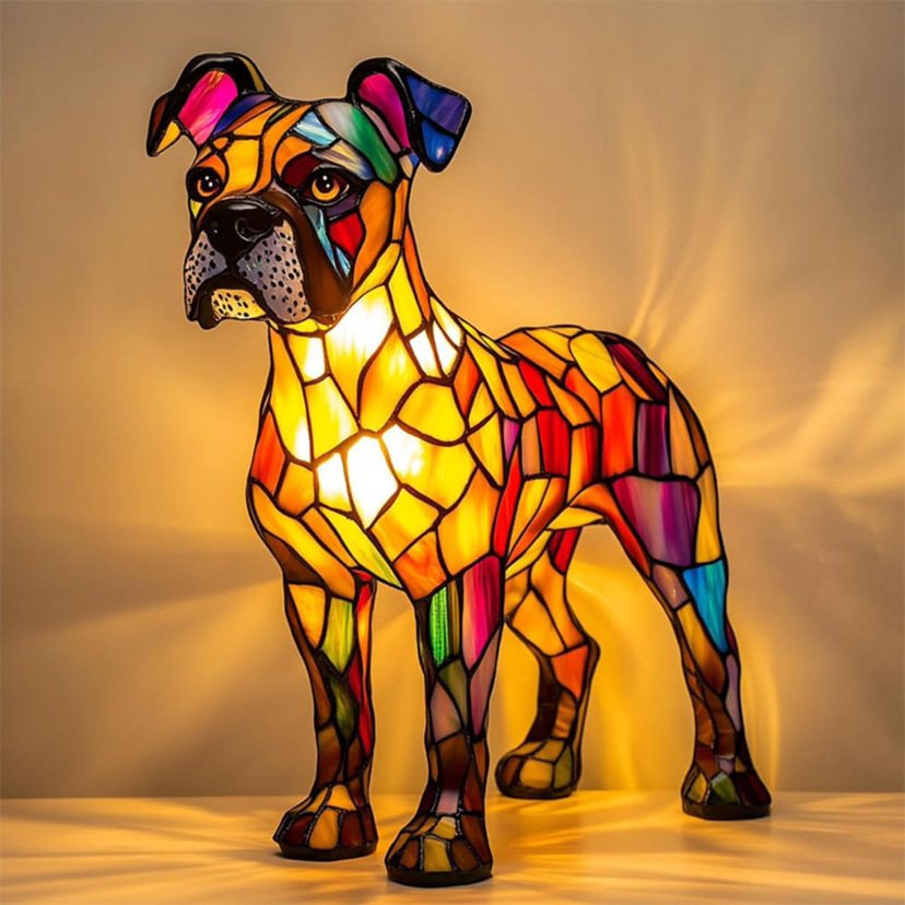 Artistic LED Desk Lamp Featuring Dog Breeds Design and USB Connection