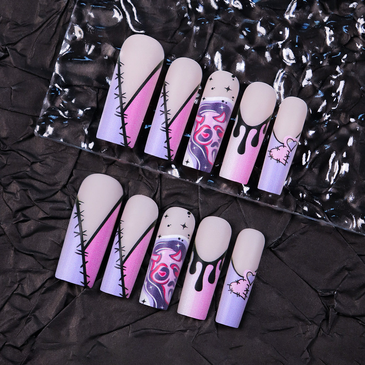 Creative Graphic Pattern Press-On Stiletto Nail Set