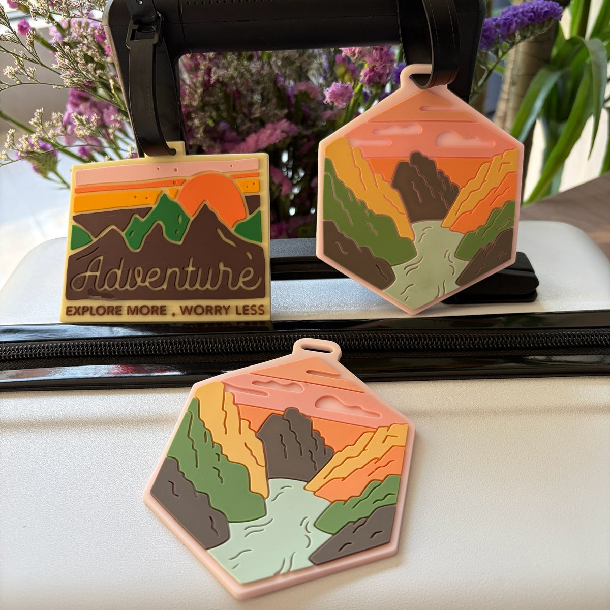 Silicone Luggage Tag with Adventure Design