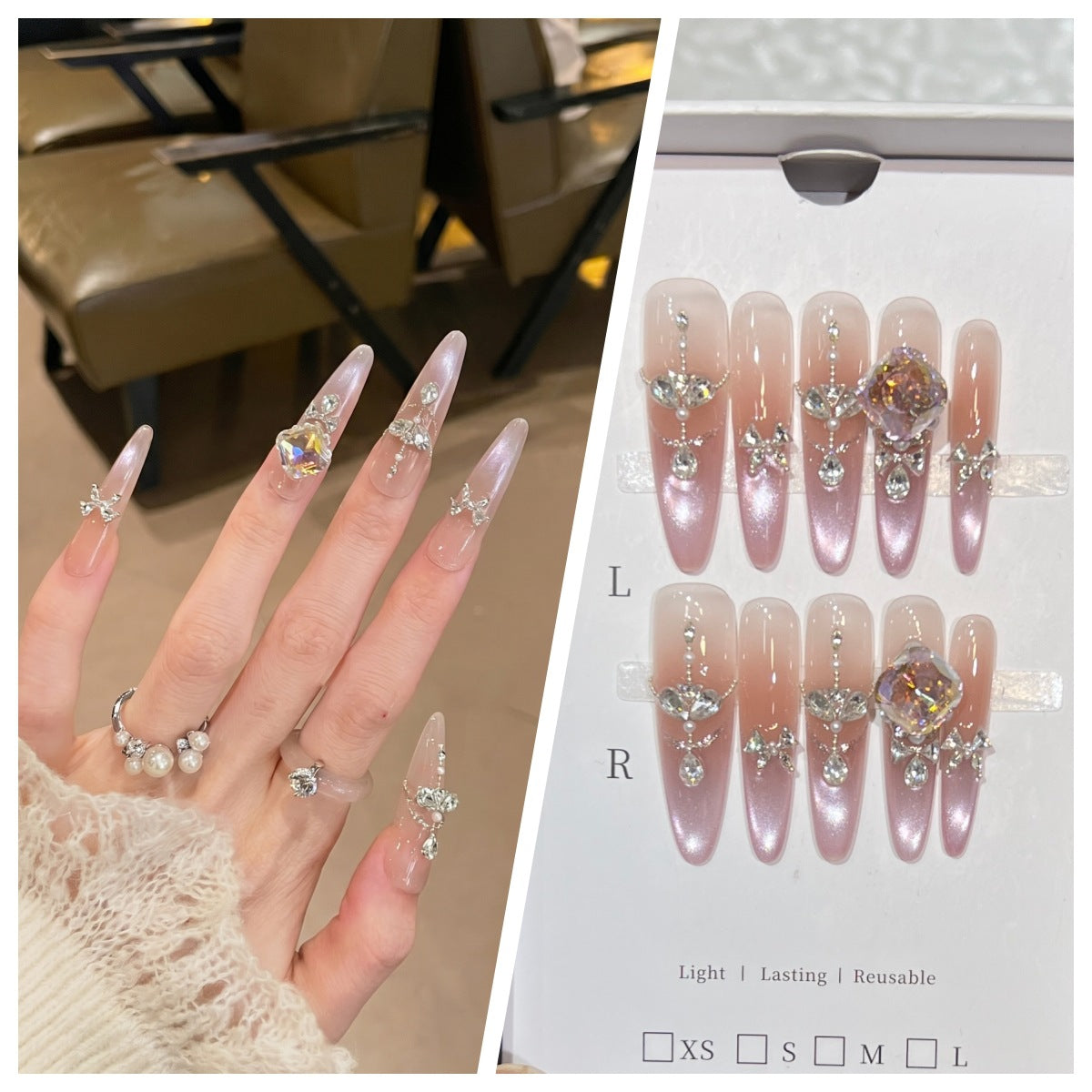 Charming Patterned Press-On Stiletto Nail Set