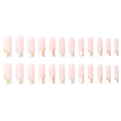 Colorful Wave Design Press-On Nail Art