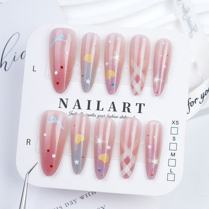 Floral Embellished Press-On Stiletto Nail Set