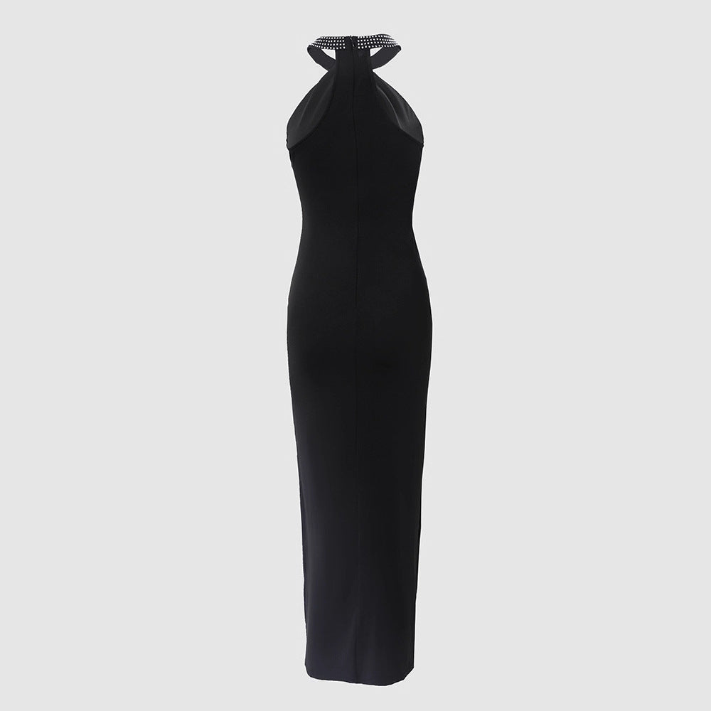 Sleeveless Rhinestone Mini Dress in Black - Bodycon Style for Clubs