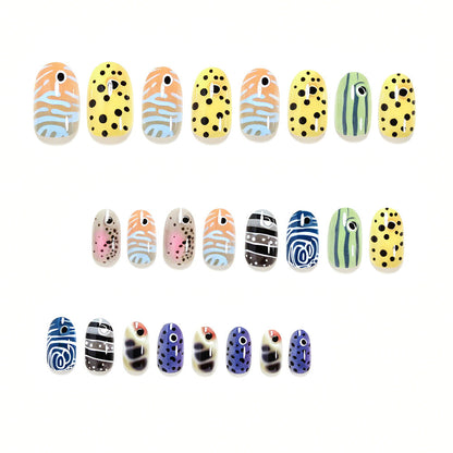Decorative Press-On Nail Tips with Unique Patterns