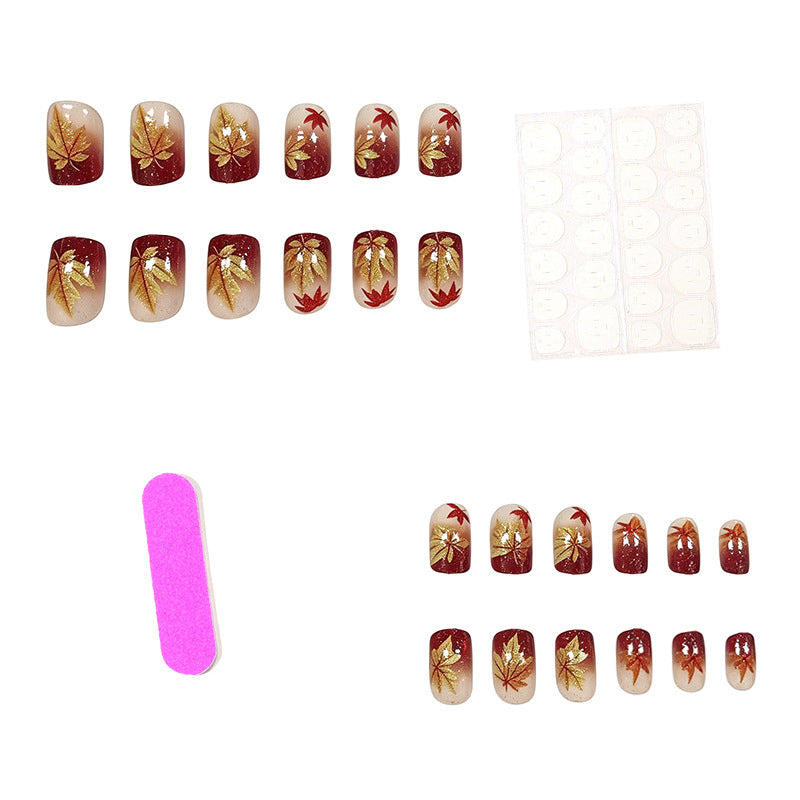 Autumn Leaf Pattern Nail Art Design