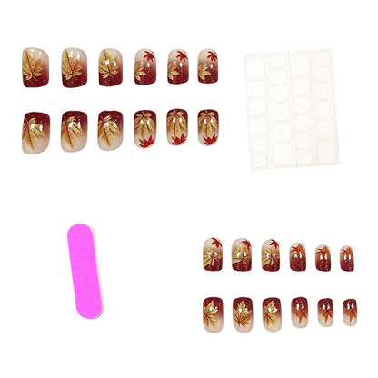 Autumn Leaf Pattern Nail Art Design