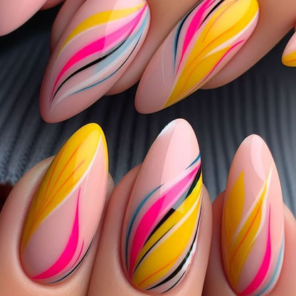 Ombre Swirl Press-On Nails - Artistic Design