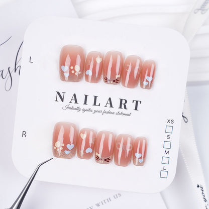 Floral Embellished Press-On Stiletto Nail Set