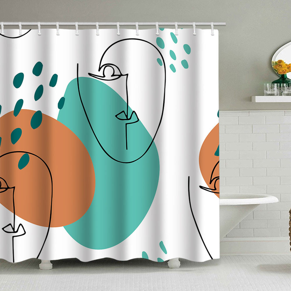 Botanical Design Shower Curtain with Abstract Print