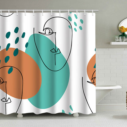 Botanical Design Shower Curtain with Abstract Print