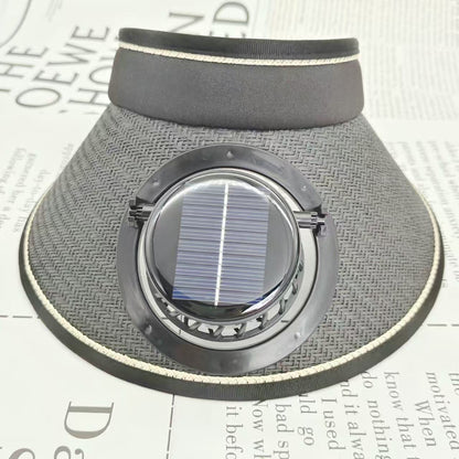 Removable Solar Fan Adjustable Sunshade with Breathable Straw Design