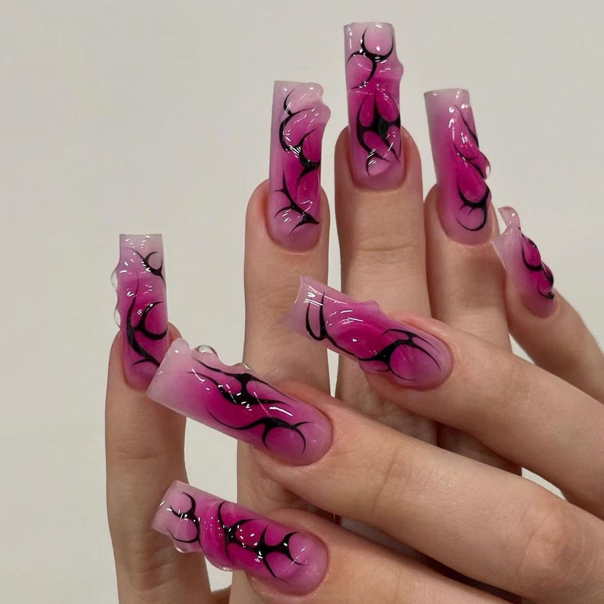 Floral and Abstract Designed Nail Tips for Artistic Manicure