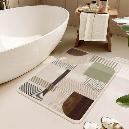 Geometric Pattern Bath Mat in Abstract Design