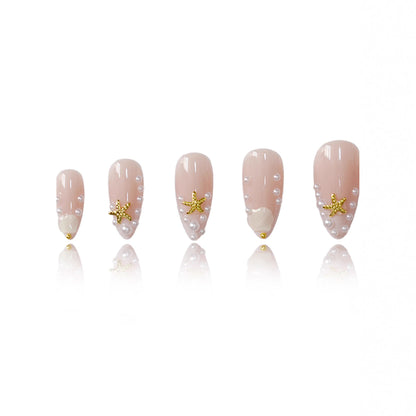 Shell-Inspired Press-On Nail Art Design