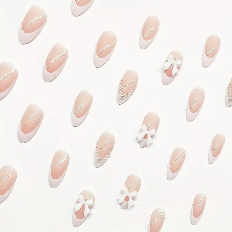 Press-On Nail Art Featuring Bow Details