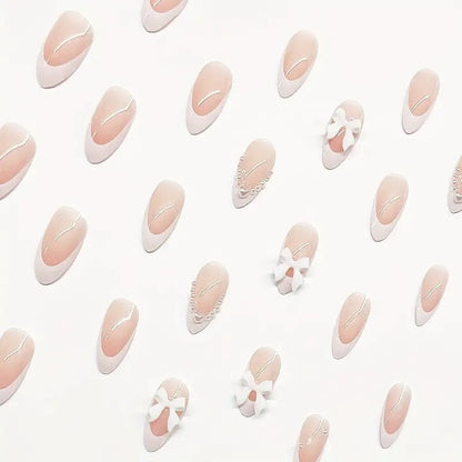Press-On Nail Art Featuring Bow Details