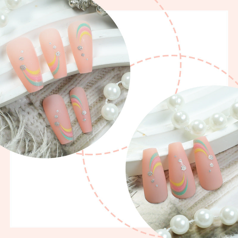 Colorful Wave Pattern Press-On Nail Set