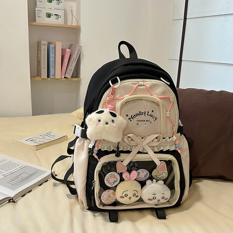 Charming School Backpack with Multiple Pockets and Character Design