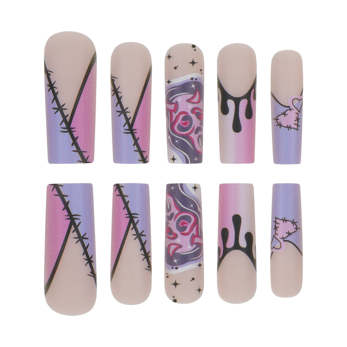 Creative Graphic Pattern Press-On Stiletto Nail Set