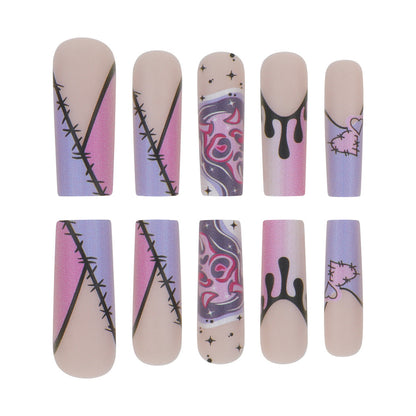 Creative Graphic Pattern Press-On Stiletto Nail Set