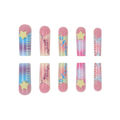 Vibrant Patterned Press-On Nails for Artistic Looks