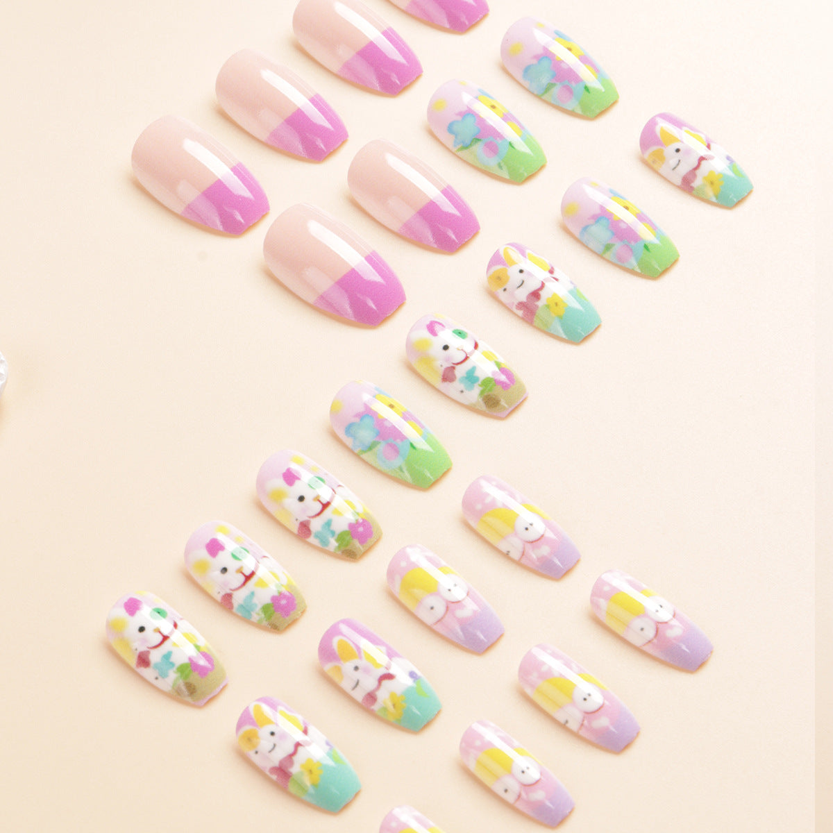 Spring-Inspired Press-On Nail Art Design