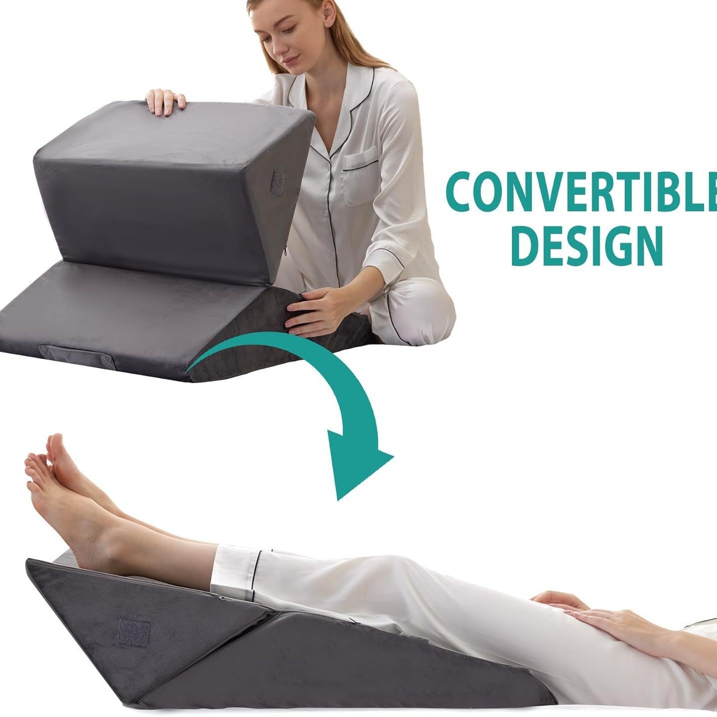 Wedge Pillow for Bed with Adjustable Height