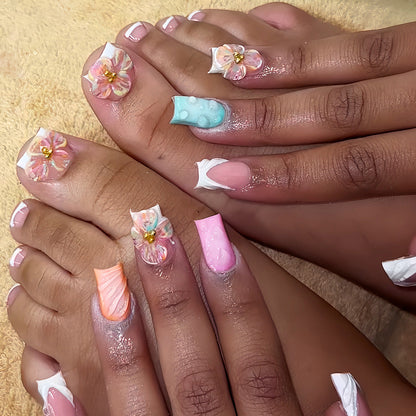 Floral 3D Press-On Nail Art Set